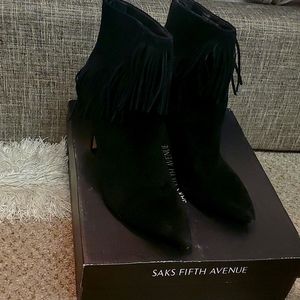 Saks Suede Fringe Booties